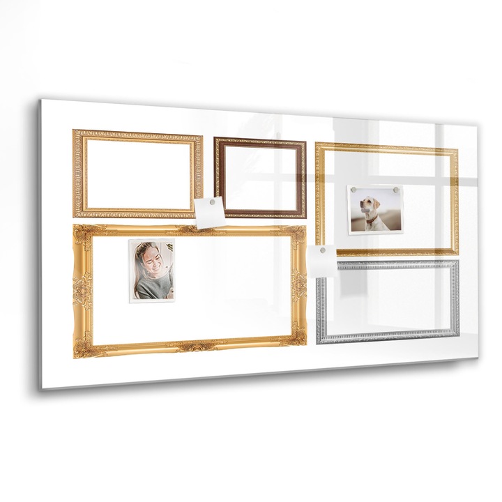 Mágneses tábla, Coloray, Keret aranyból, Aranyszín, 120x60 cm, Fekete marker, 00089034