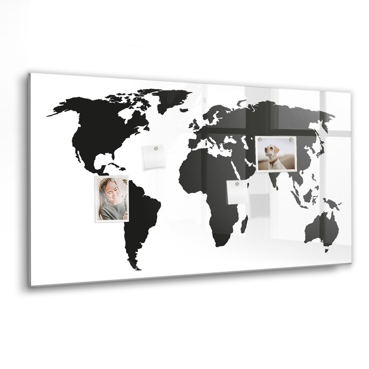 Mágneses tábla, Coloray, Fekete világtérkép, Fekete, 120x60 cm, Fekete marker, 00088584