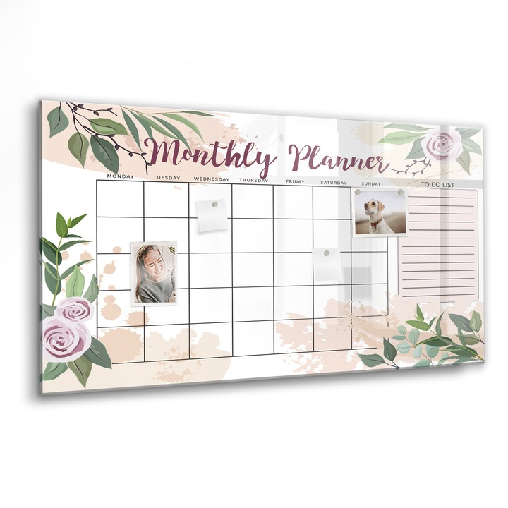 Mágneses tábla, Coloray, Rózsatervező, Többszínű, 120x60 cm, Fekete marker, 00088473