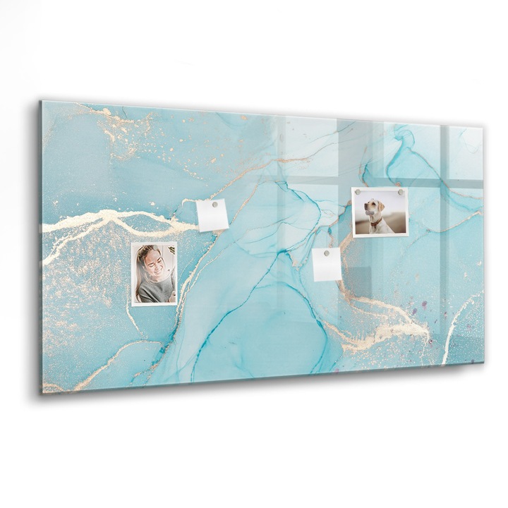 Mágneses tábla, Coloray, Dekoratív márvány, Türkiz, 120x60 cm, Fekete marker, 00088514