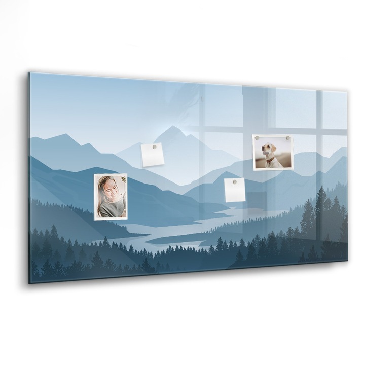 Mágneses tábla, Coloray, Hegyi táj, Kék, 120x60 cm, Fekete marker, 00088580