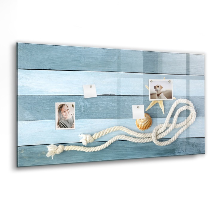 Mágneses tábla, Coloray, Fésűkagyló csíkos deszkák, Kék, 120x60 cm, Fekete marker, 00088572