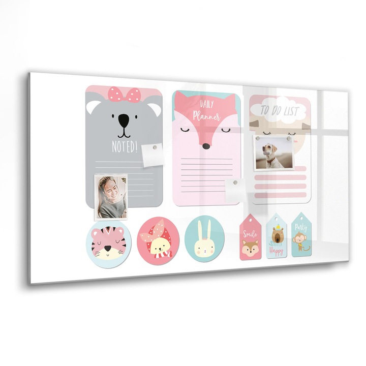 Mágneses tábla, Coloray, Boldog könyvjelzőket, Többszínű, 120x60 cm, Fekete marker, 00088627