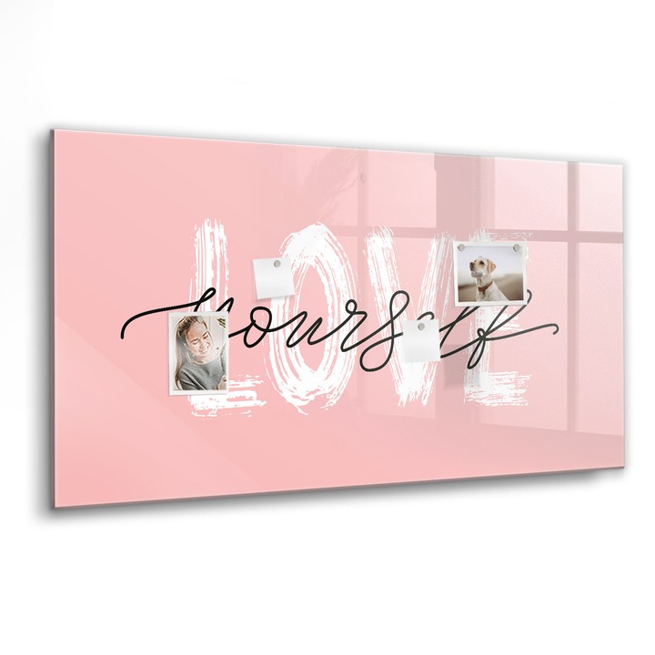 Mágneses tábla, Coloray, Szeresd magad felirat, Rózsaszín, 120x60 cm, Fekete marker, 00088632