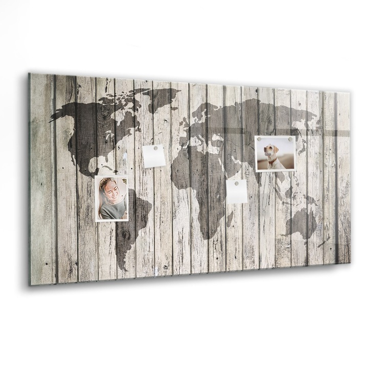 Mágneses tábla, Coloray, Tábla világtérkép, Barna, 120x60 cm, Fekete marker, 00088647