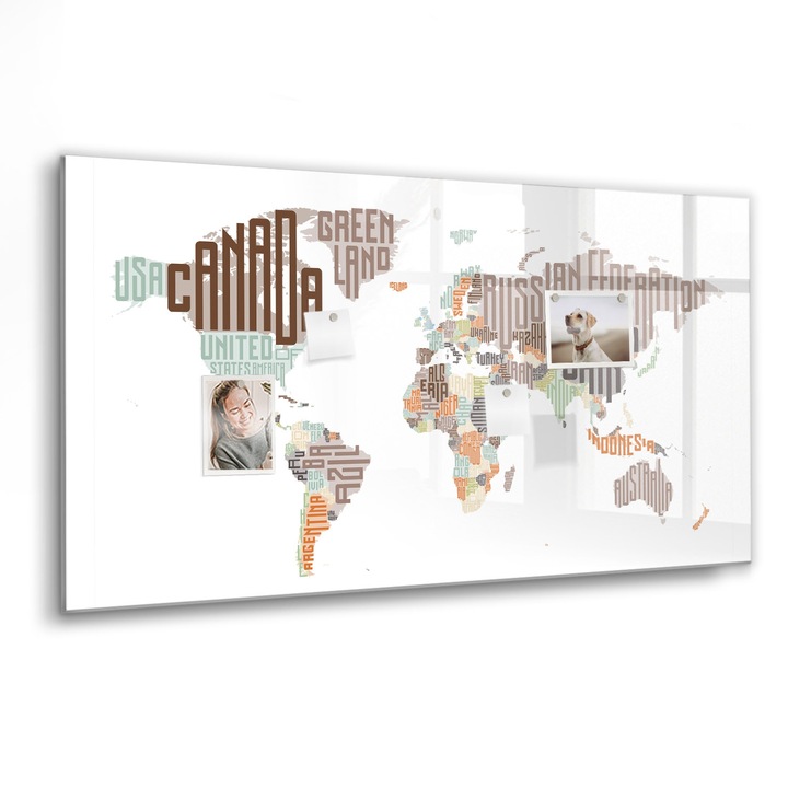 Mágneses tábla, Coloray, Színes betűk térképe, Barna, 120x60 cm, Fekete marker, 00088210