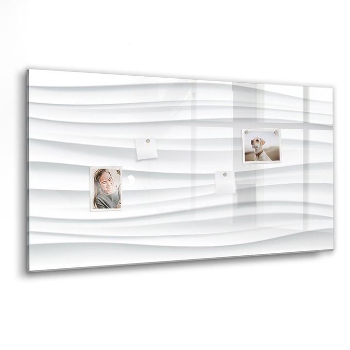 Mágneses tábla, Coloray, Hullámok textúrája, Fehér, 120x60 cm, Fekete marker, 00088787