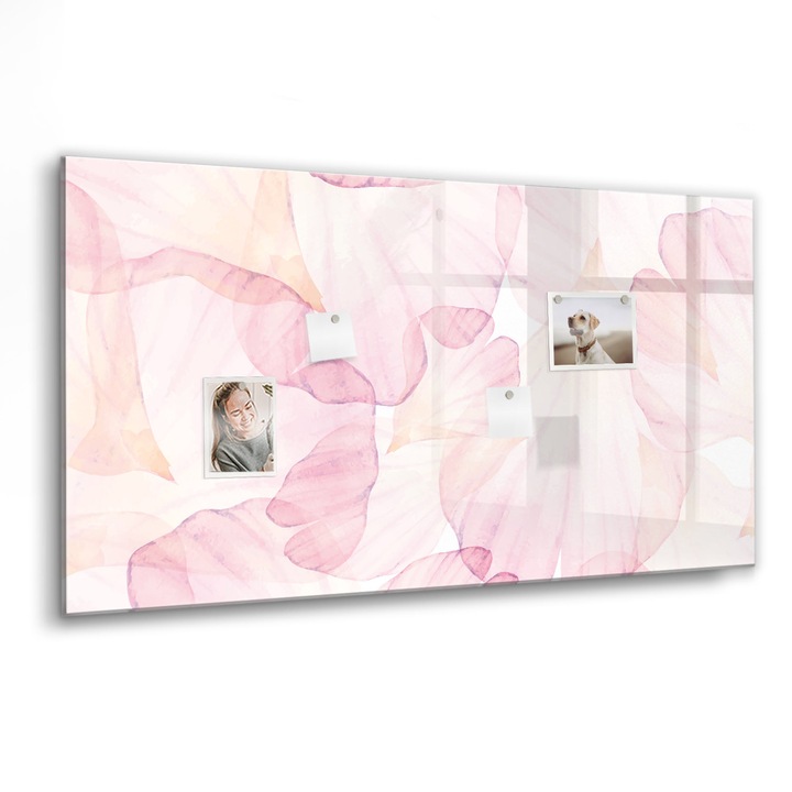 Mágneses tábla, Coloray, Akvarell szirmok, Rózsaszín, 120x60 cm, Fekete marker, 00029513