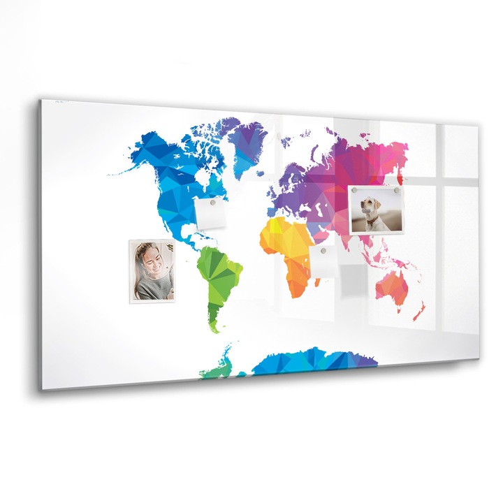 Mágneses tábla, Coloray, Absztrakt világtérkép, Többszínű, 120x60 cm, Fekete marker, 00088211