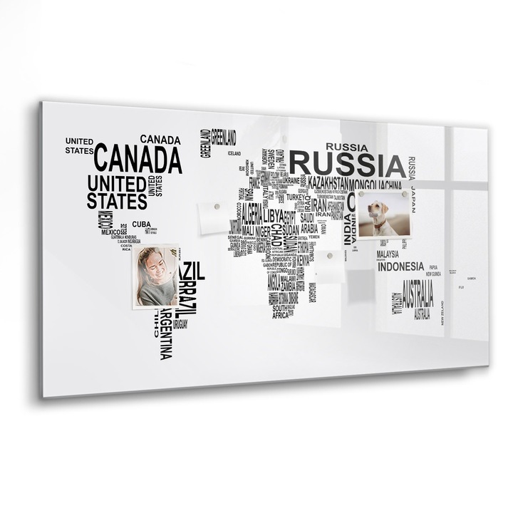 Mágneses tábla, Coloray, Kontinensek a betűkből, Szürke, 120x60 cm, Fekete marker, 00037303