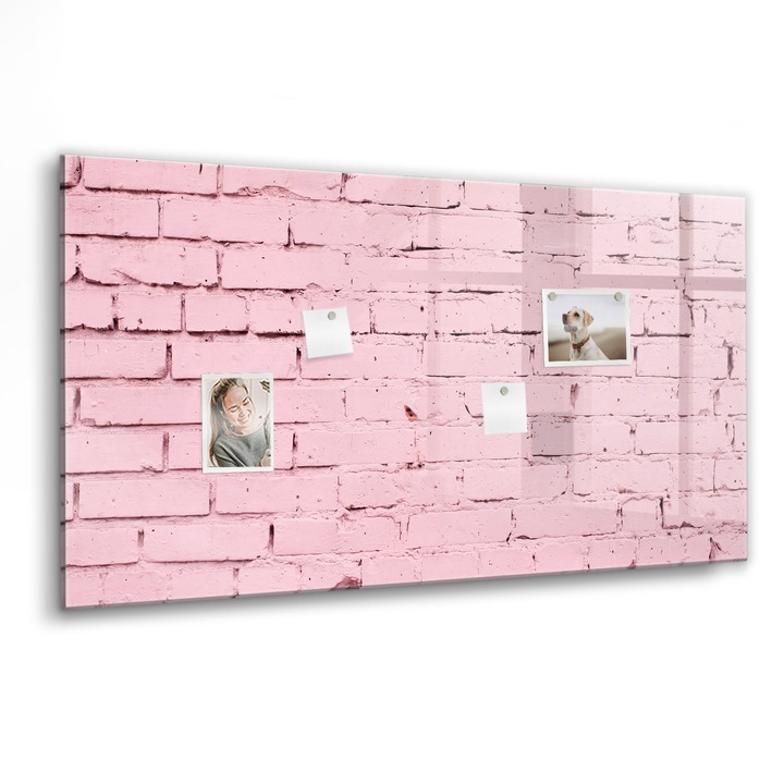 Mágneses tábla, Coloray, Tégla fal, Rózsaszín, 120x60 cm, Fekete marker, 00088776