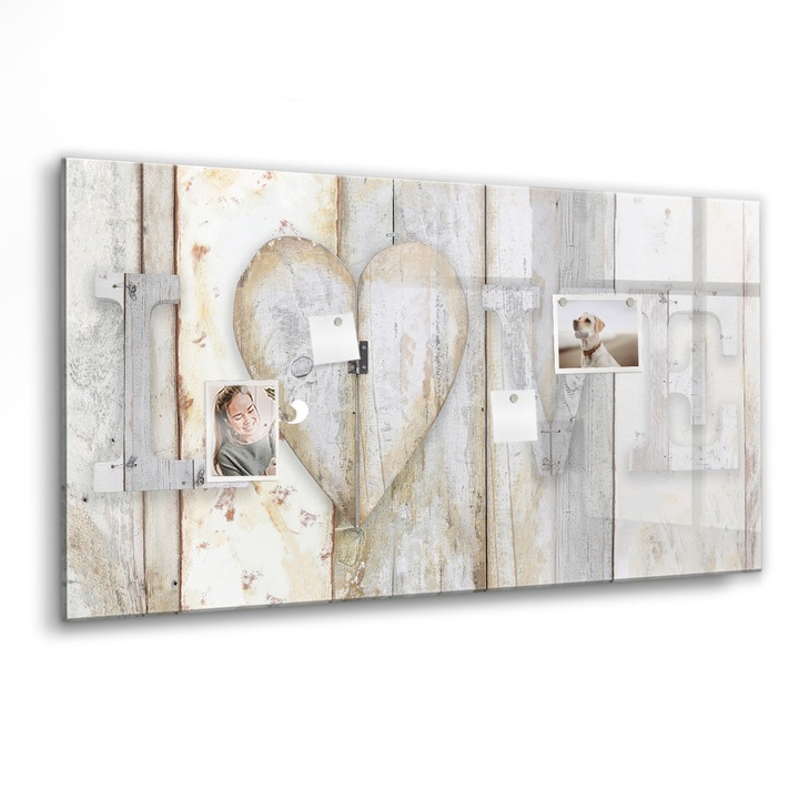 Mágneses tábla, Coloray, Felirat szerelem, Szürke, 120x60 cm, Fekete marker, 00088786