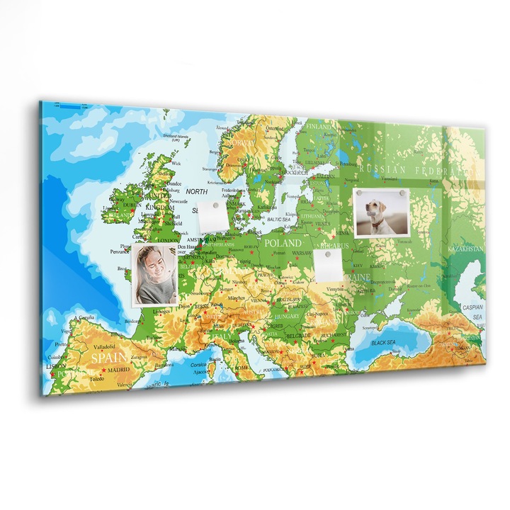 Mágneses tábla, Coloray, Földrajz világtérkép, Többszínű, 120x60 cm, Fekete marker, 00088779