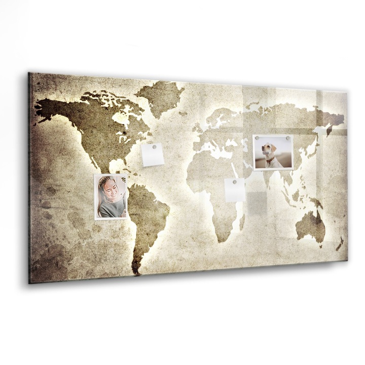 Mágneses tábla, Coloray, világtérkép, Szürke, 120x60 cm, Fekete marker, 00088755