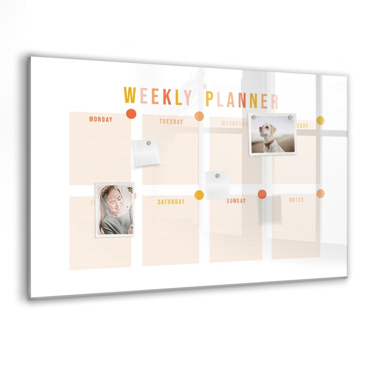 Mágneses tábla, Coloray, Heti tervező, Fehér, 90x60 cm, Fekete markers, 00088250