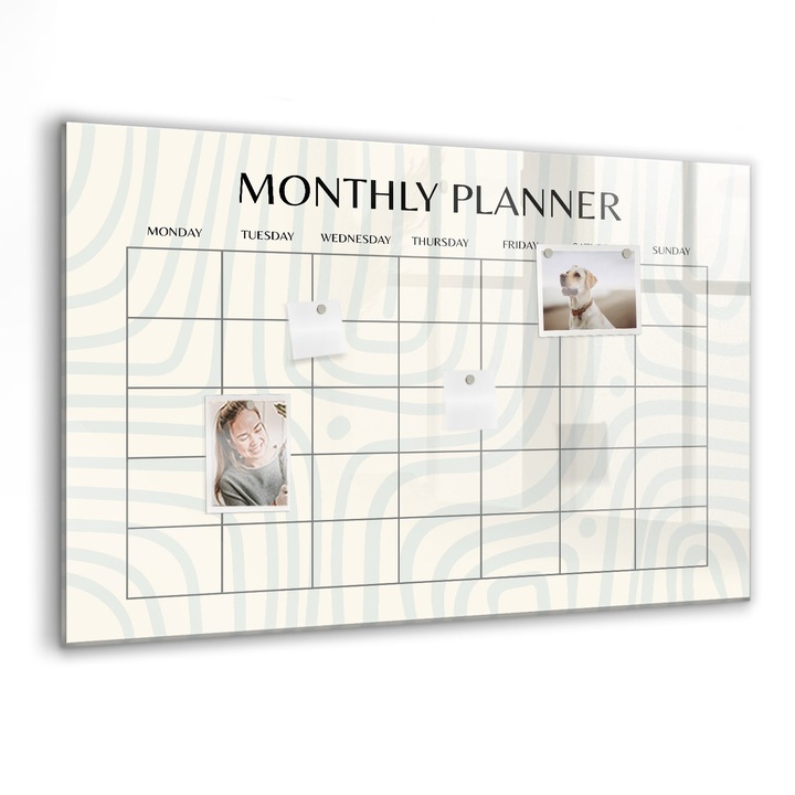 Mágneses tábla, Coloray, Havi tervező, Többszínű, 90x60 cm, Fekete markers, 00088350