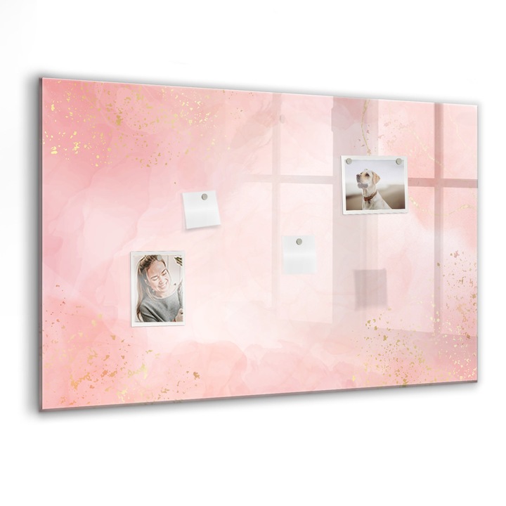 Mágneses tábla, Coloray, Rózsaszín márvány, Rózsaszín, 90x60 cm, Fekete markers, 00088411