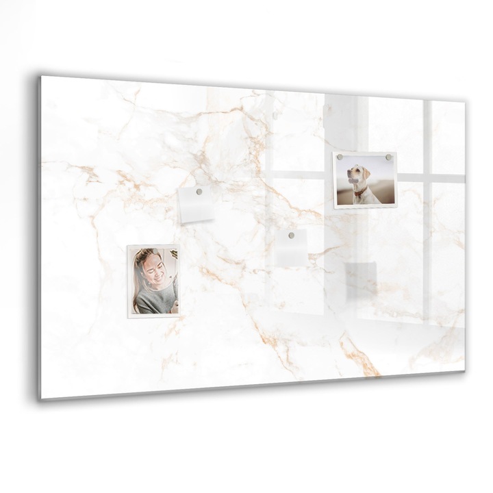 Mágneses tábla, Coloray, Elegáns márvány, Fehér, 90x60 cm, Fekete markers, 00088372