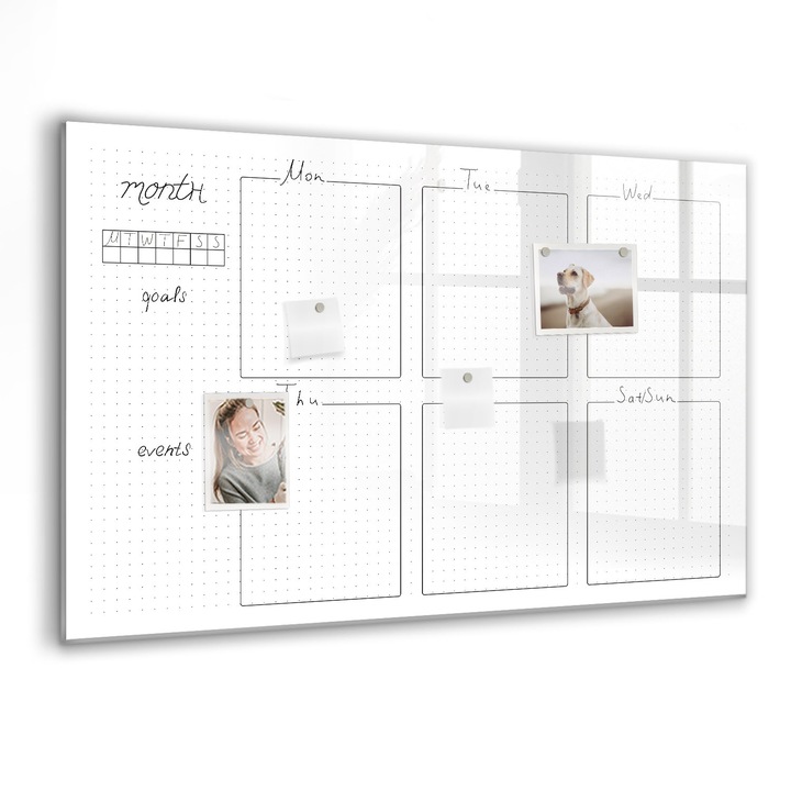 Mágneses tábla, Coloray, Heti terv, Fehér, 90x60 cm, Fekete markers, 00088381