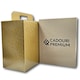 Pachet cadou elegant, CADOURI PREMIUM®, model Royal Gold, cu spumant imbogatit cu foite de aur 23K, cafea si multe alte specialitati, potrivit pentru evenimente speciale