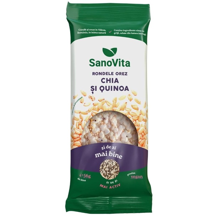 Set 4 x Rondele din Orez cu Chia si Quinoa, Sanovita, 56 g