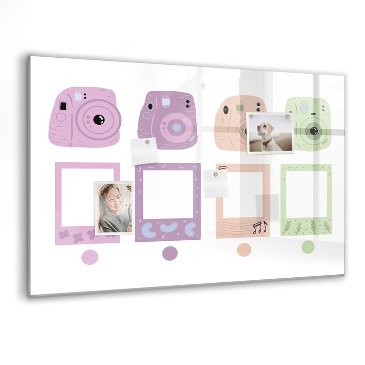 Mágneses tábla, Coloray, Fényképezőgép készlet, Többszínű, 90x60 cm, Fekete markers, 00088347