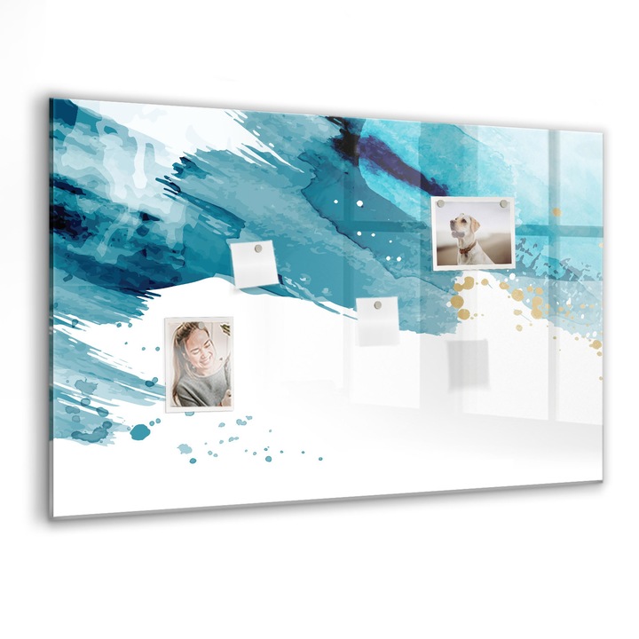 Mágneses tábla, Coloray, Ecsetvonásokkal, Türkiz, 90x60 cm, Fekete markers, 00088371