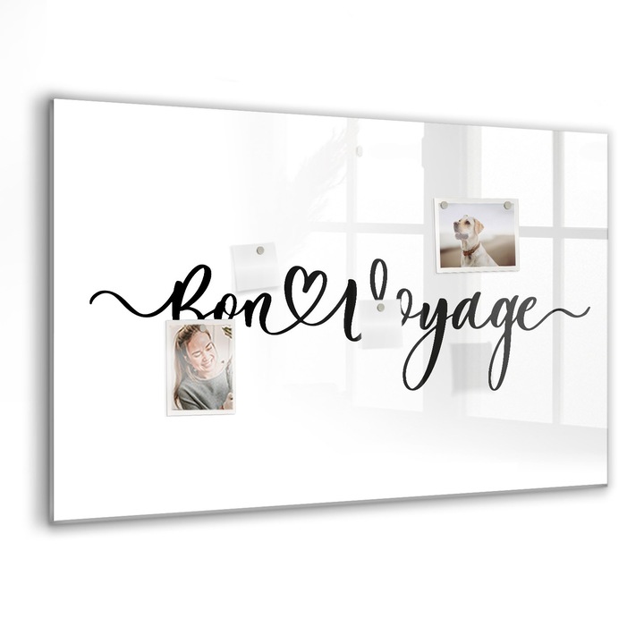 Mágneses tábla, Coloray, Bon voyage felirat, Többszínű, 90x60 cm, Fekete markers, 00088369