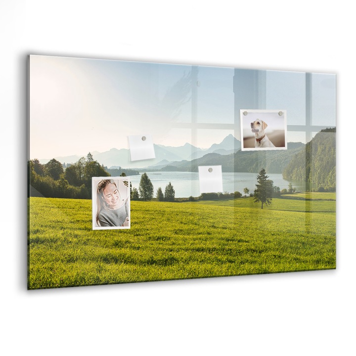 Mágneses tábla, Coloray, Hegyek mező, Zöld, 90x60 cm, Fekete markers, 00088418