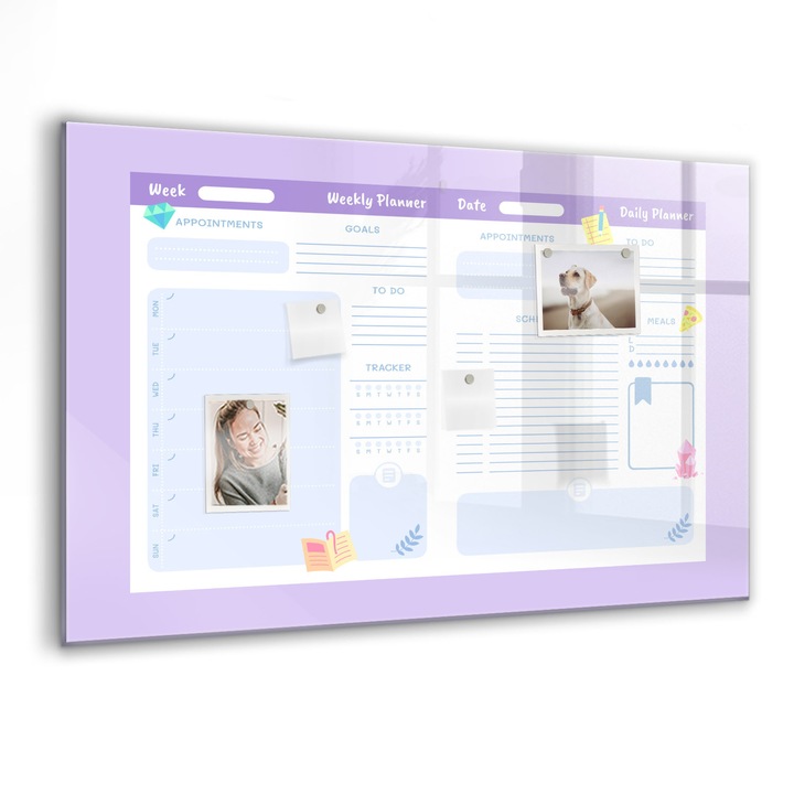 Mágneses tábla, Coloray, Rózsaszín éves tervező, Rózsaszín, 90x60 cm, Fekete markers, 00088455