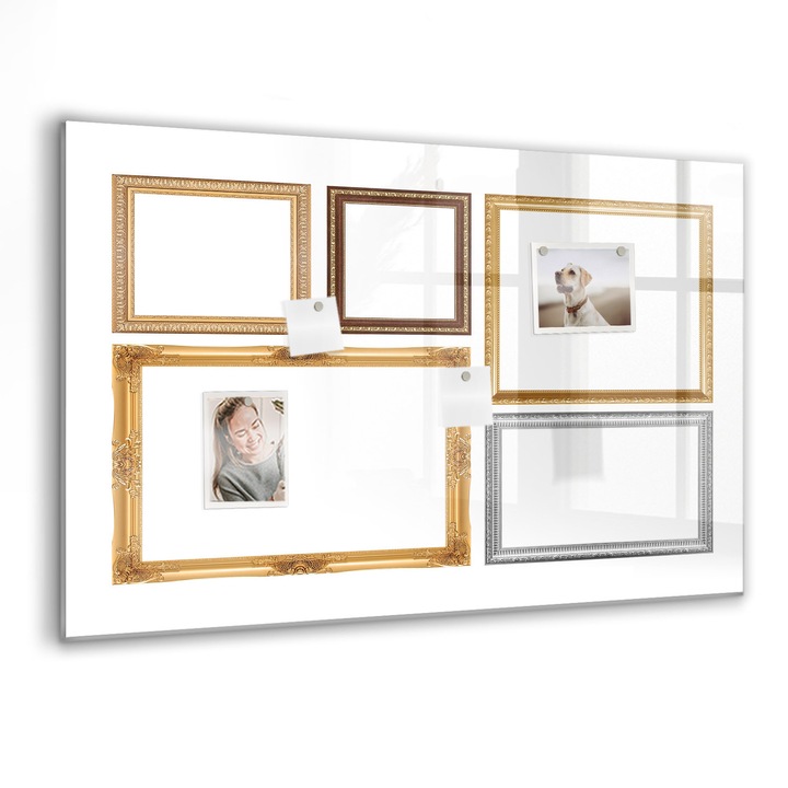 Mágneses tábla, Coloray, Keret aranyból, Aranyszín, 90x60 cm, Fekete markers, 00089034