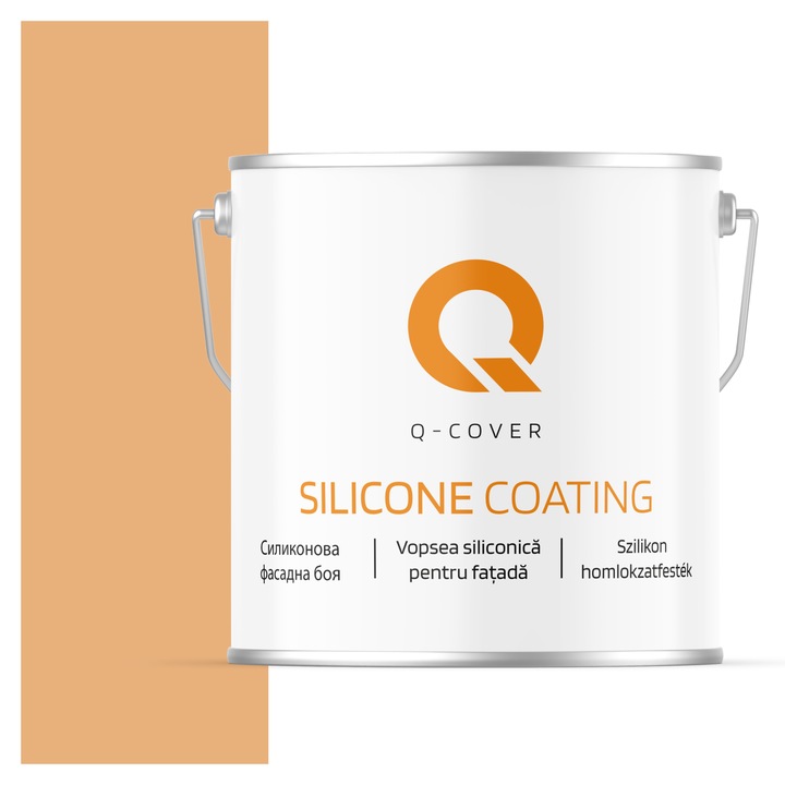 Vopsea siliconica pentru fatada, Q-Cover, Pisica F585, Mat, Pe baza de apa, Fara substante toxice, Rezistenta raze ultraviolete, Uscare rapida, Protectie impotriva coroziunii biologice, 5L