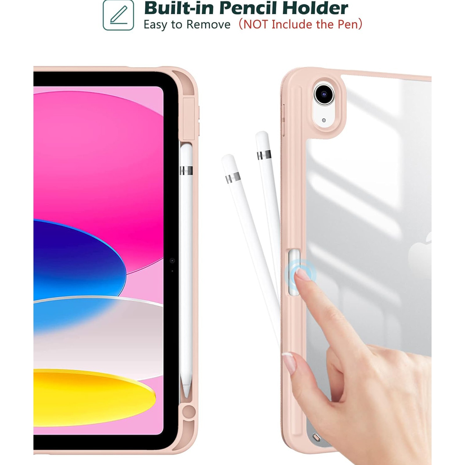 Husa pentru Apple iPad 10 GEN 10.9 2022 AYSTOAYS®, cu suport pentru stilou, Tip Flip Cover, Unghiuri Ajustabile, Functie Auto Sleep/Wake &Touch ID, Subtire si Usoara, Roz