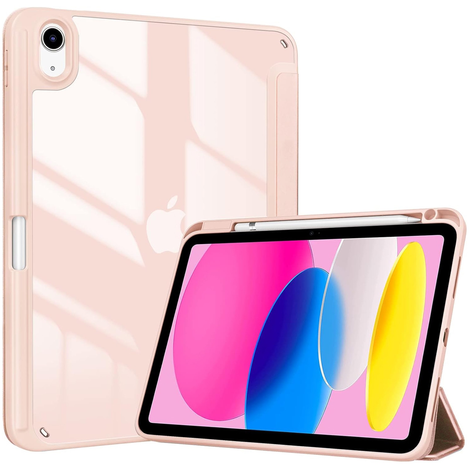 Husa pentru Apple iPad 10 GEN 10.9 2022 AYSTOAYS®, cu suport pentru stilou, Tip Flip Cover, Unghiuri Ajustabile, Functie Auto Sleep/Wake &Touch ID, Subtire si Usoara, Roz