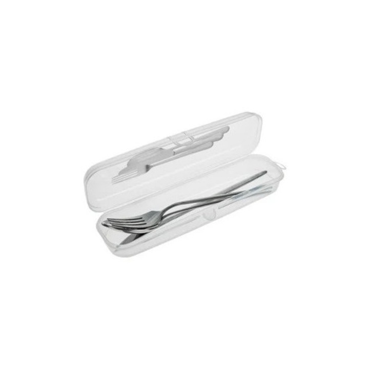 Преносим прозрачен пластмасов калъф за прибори за хранене 23.6x7x4.15 см