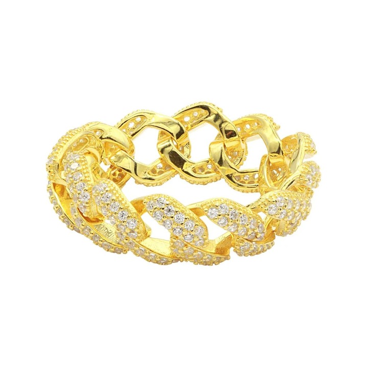 Inel Argint Placat cu Aur Cuban 16