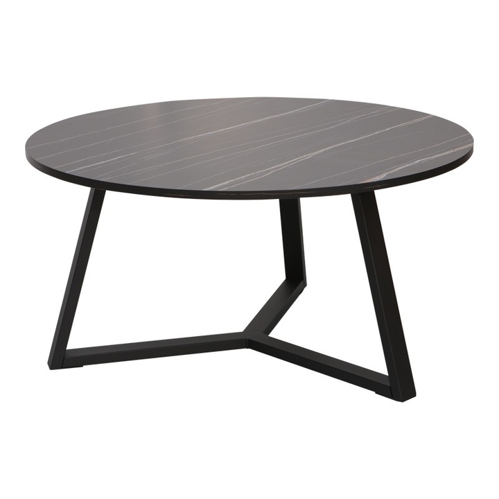 Холна маса модел Berton, D80x40 см, Черен/Златист