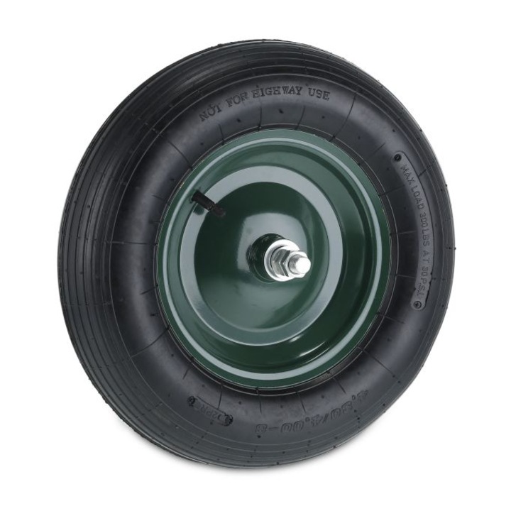 Roata roabă Relaxdays 4.80 4.00-8, verde închis/negru, material cauciuc