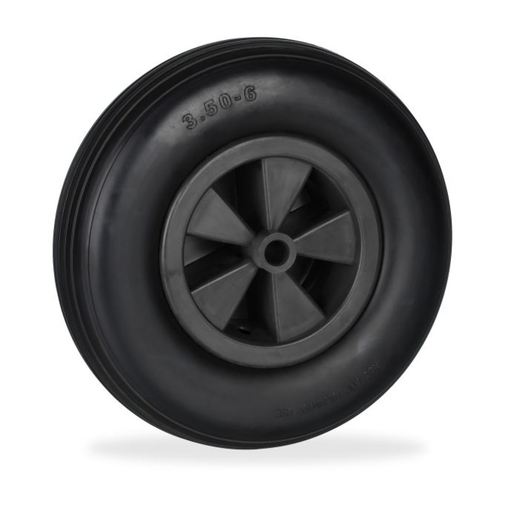 Roata roabă Relaxdays 3.50-6, cauciuc solid, negru