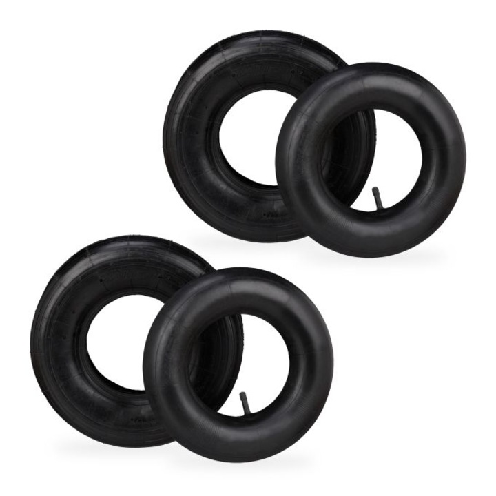 Set 2 Anvelope Roata Roaba Relaxdays, Negru, 4, 00-6"