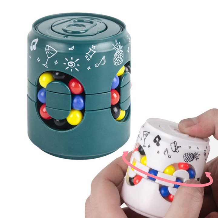 Cub Rubik interactiv, boabe magice, jucarii creative cu cub Rubik, jucarii educationale potrivite pentru copii si jucarii antistres pentru adulti (albastru inchis)