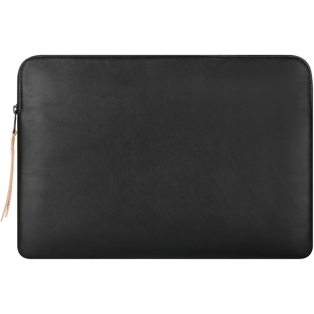 Husa Laptop 15/16 Inch din Piele Ecologica, Subtire, Usoara, Impermeabila, Compatibila cu MacBook Air 15 & MacBook Pro 16, Cu Buzunar Exterior, Negru