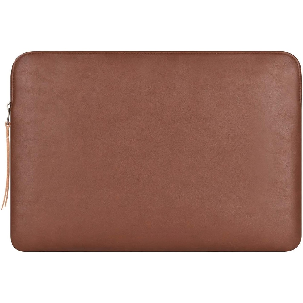 Husa Laptop 15/16 Inch din Piele Ecologica, Subtire, Usoara, Impermeabila, Compatibila cu MacBook Air 15 & MacBook Pro 16, Cu Buzunar Exterior, Maro