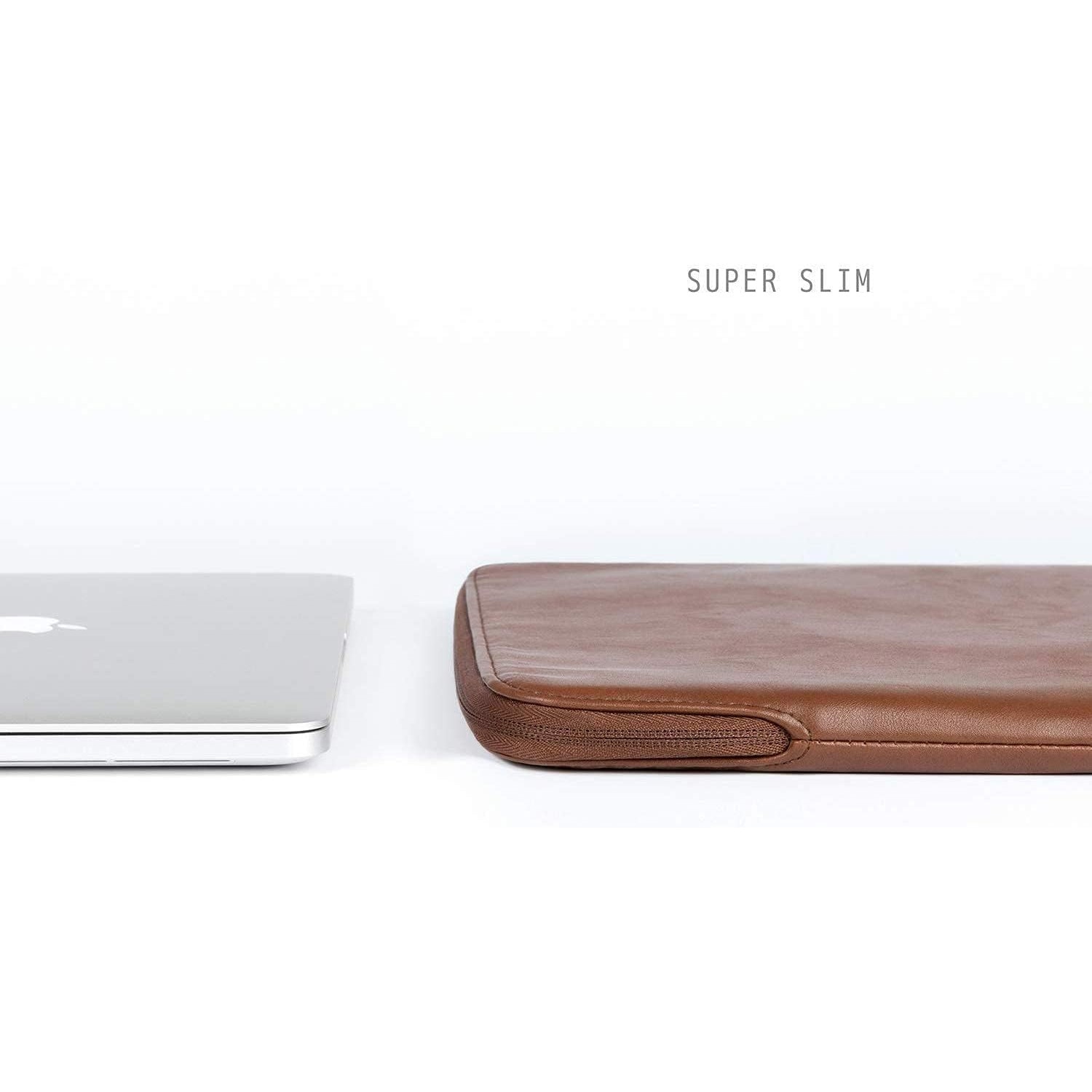 Husa Laptop 15/16 Inch din Piele Ecologica, Subtire, Usoara, Impermeabila, Compatibila cu MacBook Air 15 & MacBook Pro 16, Cu Buzunar Exterior, Maro