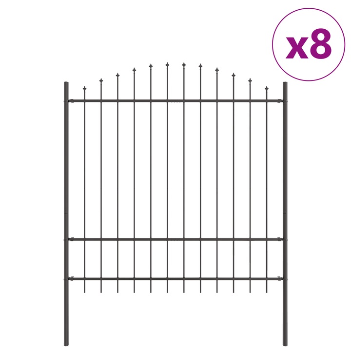 Gard cu varf in forma de arc vidaXL, gri, 13.6x1.75m, din otel., 9.4 kg