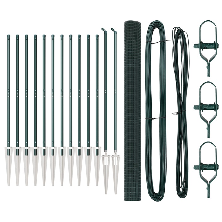 Fierastrau din Sarma Sudata cu 13 Stalpi, cu Varf Verde vidaXL, 1,6x25 m, Otel, 38.22 kg