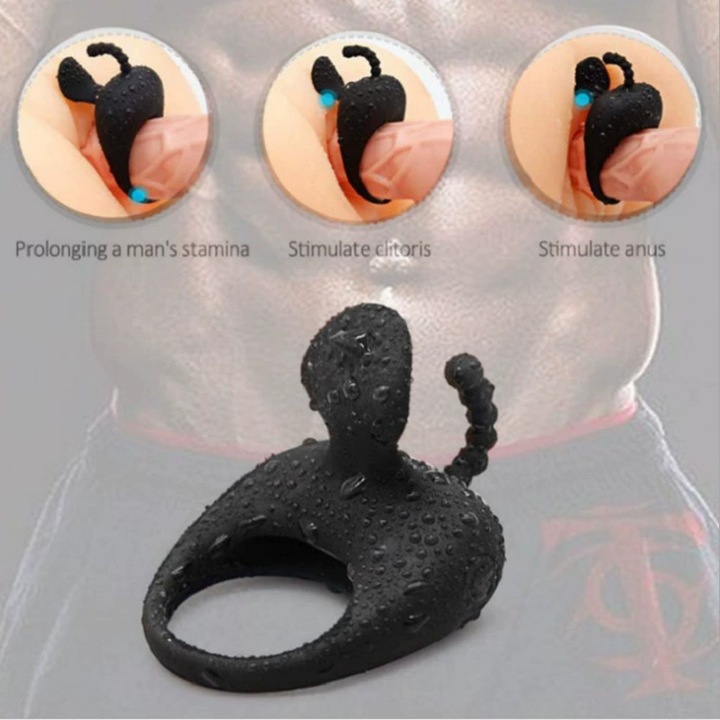 Inel vibratii, Inel penis vibrator, jucarii sexuale cuplu, Timp de ejaculare intarziat, Stimulator Clitoridian si Punctul G, Silicon, Diametru reglabil, Rezistent la Apa, prin Aplicatie, Ring cock