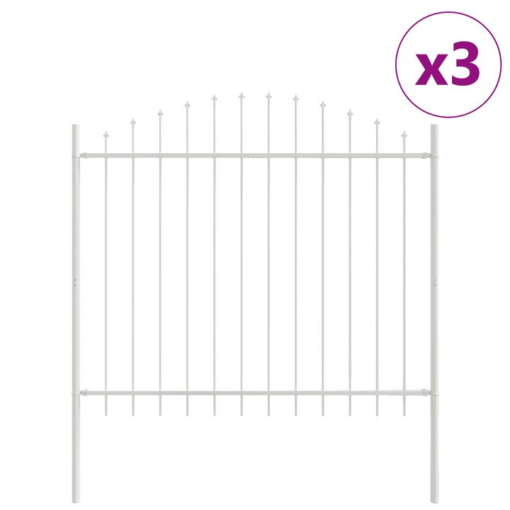 Gard de gradina cu varf in forma de arc vidaXL, alb, 5.1x1.25 m, din otel., 6.75 kg