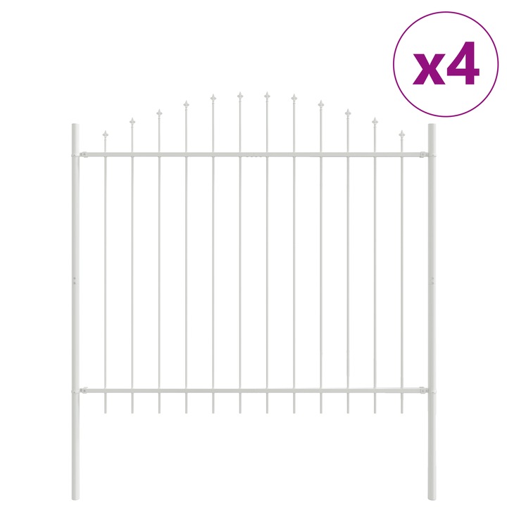 Gard de Gradina cu varf in forma de arc vidaXL, alb, 6.8x1.5 m, din otel, 7.5 kg