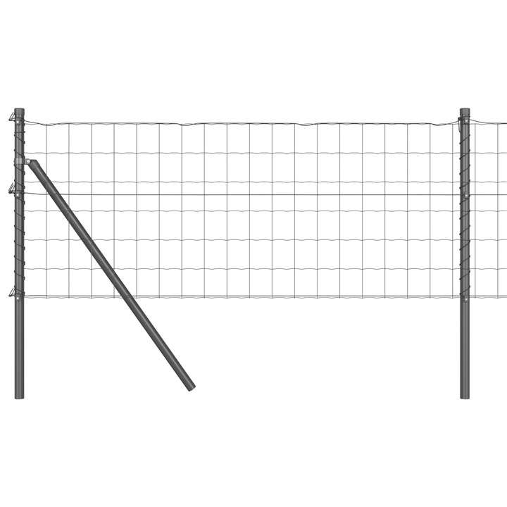 Gard Euro vidaXL, cu 13 Stalpi, 0.6x50 m, Otel galvanizat, gri, 24.79 kg
